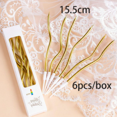 AnoraCraft Birthday Candles Set Metallic Curly Coil Candles with Holders Candle(Gold, Pack of 6)