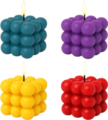 White horse Decorative Cube Candle148 Candle(Multicolor, Pack of 4)