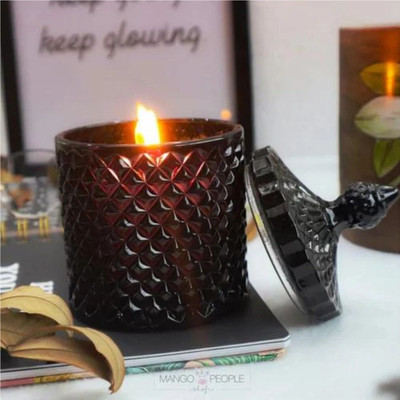 AtheenaAris Hand pour 2 Wick Smokeless Black Diamond Crystal Scented Candle Candle(Black, Pack of 1)