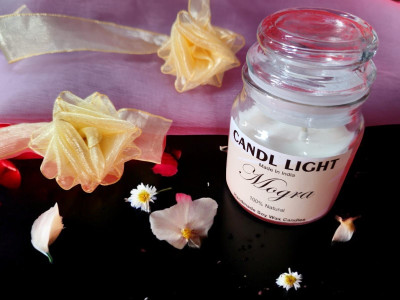 SCENTORA NEW25_Unique_ Yakeen mogra soy wax candle Candle(White, Pack of 1)
