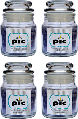 PIC Handpourd Lavender Scented Jar Wax Candle(Purple, Pack of 4)