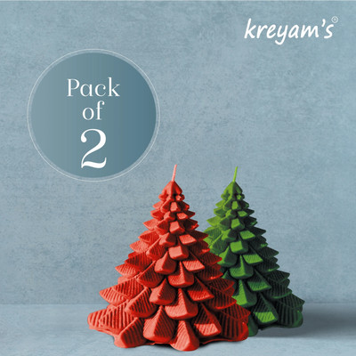 Kreyam's Premium Christmas Tree Scented Candles Set 2 Candle(Red, Green, Pack of 2)