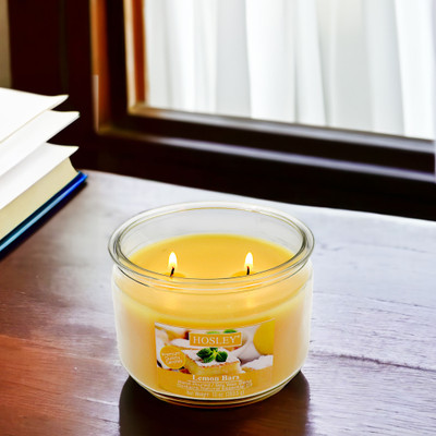 Hosley Lemon Bar Fragrance Two Wick Jar Perfect for Home Decor|Burn Time 70 Hours Candle(Yellow, Pack of 1)