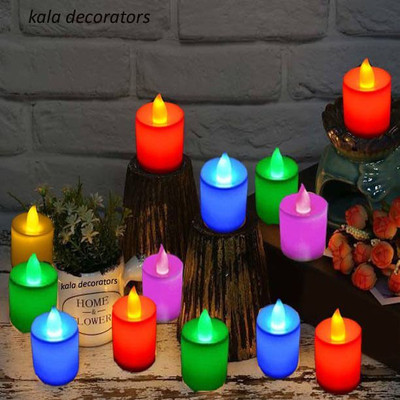 Verasis LED Candles Artificial Tea Lights Home Decoration Birthday Anniversary Festival Candle(Multicolor, Pack of 12)