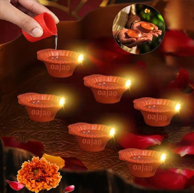 pleasing forest Water Sensor Eco-Friendly Led Diyas with Water Sensing Technology E-Diya Candle(Brown, Pack of 6)