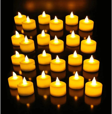 QinPin Smokeless Flameless LED Candles with Battery Power, Realistic Decorative Flames Candle(Yellow, Pack of 24)