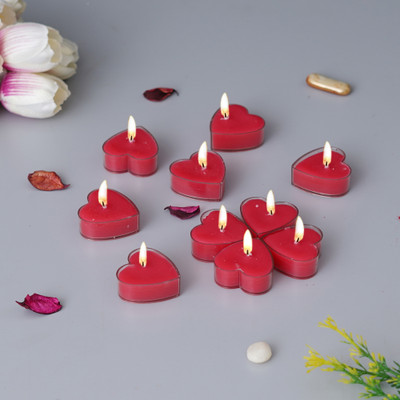 eCraftIndia Set Of 10 Romantic Heart Shaped Rose Scented Tea Light Candles Candle(Red, Pack of 10)
