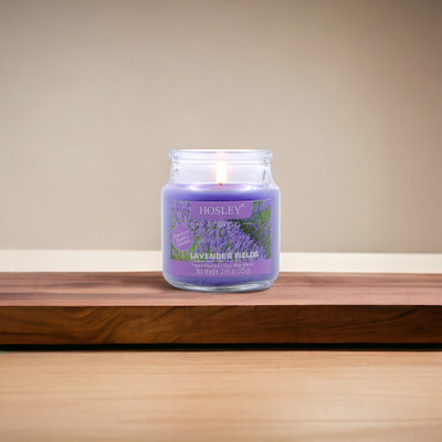 Hosley Lavender Fields Fragrance Jar Perfect for Home Decor|Burn Time 15 Hours Candle(Purple, Pack of 1)