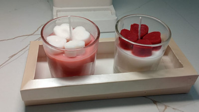 Shrupik Shine Heart Candle Candle(Red, White, Pack of 1)