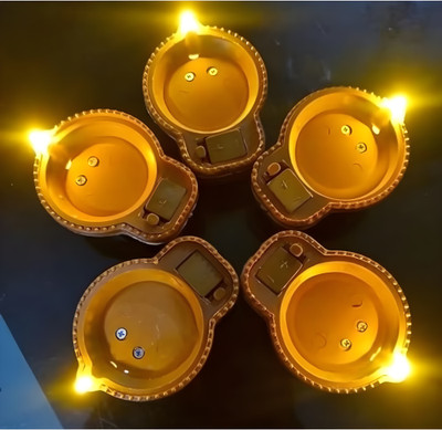 Plusbeauty Candle E-Watter Sensor Eco-Friendly Led Diya Warm Orange Home Décor Diwali Light Candle(Orange, Pack of 6)