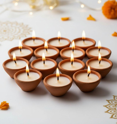 MahaMaya Global Scented Wax filled Diya Candle 2 Candle(Multicolor, Pack of 6)