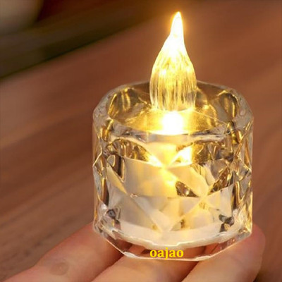 ESP 1 Pcs Flameless & Smokeless Crystal For Home, Room, Festival diwali Decor Candle(Yellow, Pack of 1)