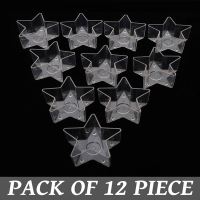 MAGICMOON Acrylic Star Shape Empty Tealight Cup / Containers / Mould For DIY Candle Making Plastic 12 - Cup Tealight Holder(Clear, Pack of 12)