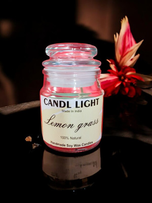 Candllight Lemon Scented Soy wax candle yakeen jar Candle(White, Pack of 1)