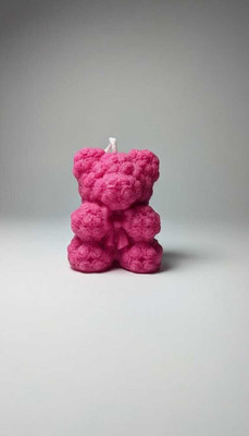 mm enterprises Teddy Bear Scented Wax for Home Décor Festive Lighting for Diwali Decoration Candle(Pink, Pack of 1)