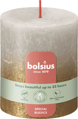 Bolsius Pillar candle 80/68 mm Rustic FADING METALLIC Candle(Gold, Pack of 1)