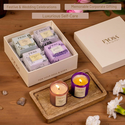 FYOSA Soy Wax Scented Candles Set of 4 | Multicolor | Sleep Focus Relax Gift | Candle(Multicolor, Pack of 4)