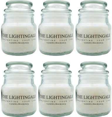 THE LIGHTINGALE Jar Vanessa Pack of 6 Candle(Silver, Pack of 6)