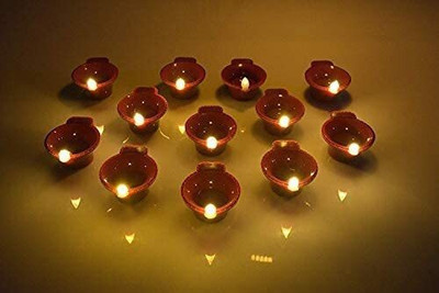 Crafty Water Sensor Eco-Friendly Led Diyas Candle with Water Sensing Technology E-Diya Candle(Yellow, Pack of 12)