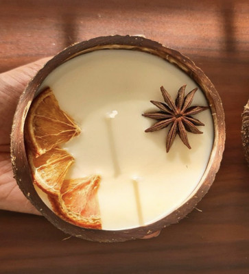 CD Craft Scented Coconut Shell | Eco-Friendly |Home Decor |Gifting |Pack of 1Pc Candle(Brown, Pack of 1)