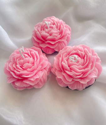 Crown's Queue Pink rose fragrance candle set of 3,soy wax,home decoration Candle(Pink, Pack of 3)