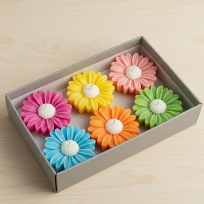 PiyaraaEmber DaisyBloom_1001 Candle(Multicolor, Pack of 6)