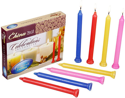 Parkash Candles Pack of 10 Candles(Multi-Colour) Candle(Multicolor, Pack of 1)