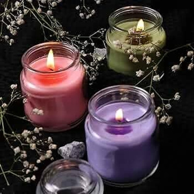 AR Tapes & Plastics Lavender and Rose Scented Jar Candle - Highly Fragranced Wax Candle(Multicolor, Pack of 1)