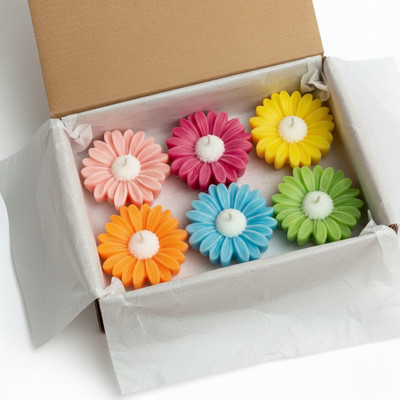 PiyaraaEmber DaisyBloom_1004 Candle(Multicolor, Pack of 6)