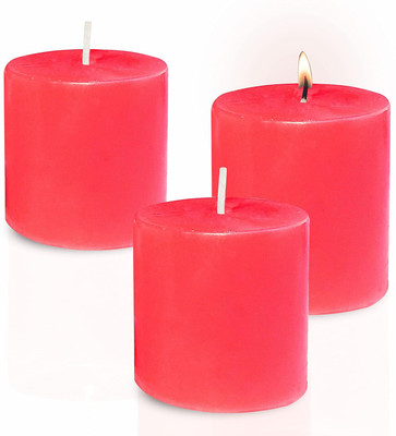 Pure Source India Scented Rose 3X3 Inch Pillar Candle(Red, Pack of 3)