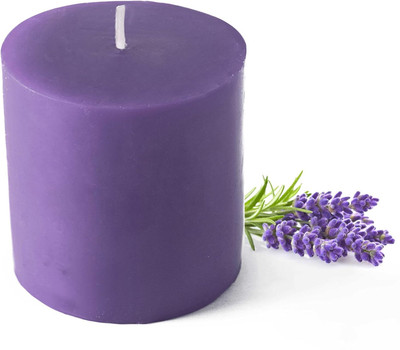 Pure Source India Scented Lavender 3X3 Inch Pillar Candle(Purple, Pack of 1)
