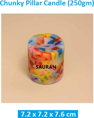 Sauran Small Pillar Candle Candle(Multicolor, Pack of 1)