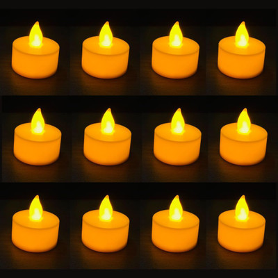 JYT Flameless & Smokeless Transparent Led Tea Light Candle Candle(Yellow, Pack of 12)