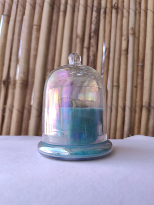 happipearls Bell jar candle Candle(Blue, Pack of 1)