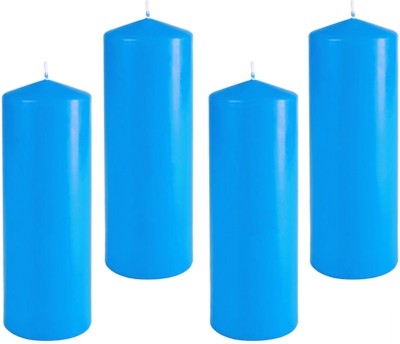 ASIDEA Pillar Candle for Home Decor, BIrthday decoration Candle(Blue, Pack of 4)