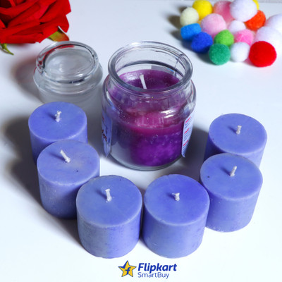 Flipkart SmartBuy Scented Aromatic Lavendar Yankee Jar With Lavendar Votive Candel Set of 6 Candle(Purple, Pack of 7)