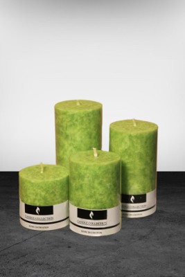 BREVVA Lemon Grass Scented Set of 4 Perfume Pillar Candles for Diwali Candle(Yellow, Pack of 4)
