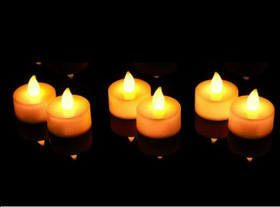 QinPin Smokeless LED Candles, Decorative Flame, Battery Powered, Flameless & Reusable Candle(Yellow, Pack of 6)