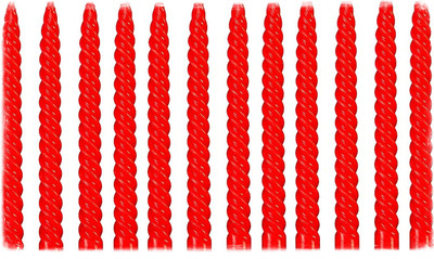Smooth line Smokeless & Dripless Twisted Stick Candles(Pack of 12) Candle(Red, Pack of 12)