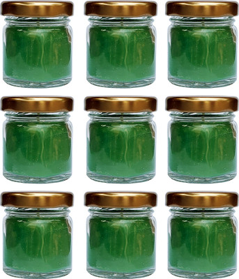 PIC Handpourd Citronella and Camphor Scented Mini Jar Wax Candle(Green, Pack of 9)