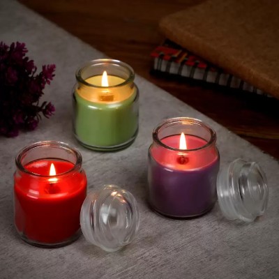 SAPI'S Scented Jar Candles (Rose , Lemongrass, Lavender) Candle(Red, Purple, Green, Pack of 3)