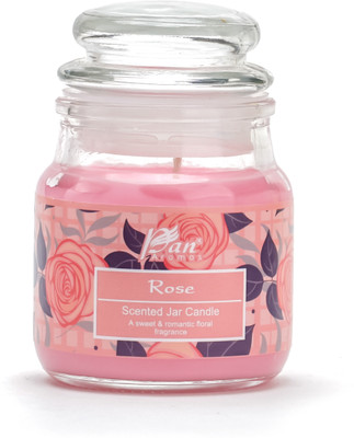 Pan Aromas Jar Glass Candle with Lid - Rose Candle(Red, Pack of 1)
