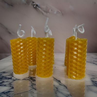 SS ENTERPRISE Bee Wax Candle Made From Bee Hive Candle(Yellow, Pack of 6)