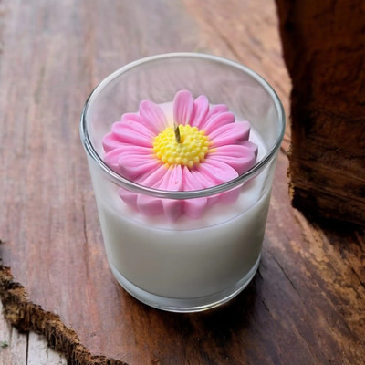 Oceanbless Scented Sunflower Pink Jar Candle Candle(Pink, Pack of 1)