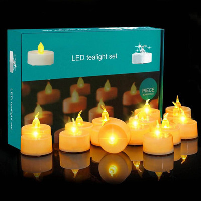 INJOFASH Acrylic LED Tea Light Flameless Smokeless Candle, Diya Light for Home Decoration Candle(Yellow, Pack of 24)