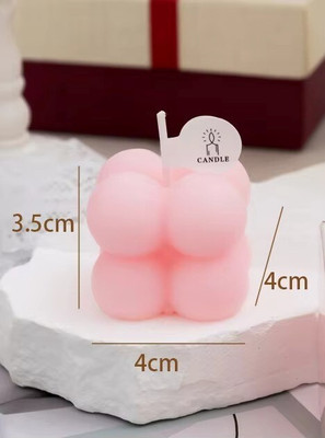 Aatman Enterprise Bubble Cube (2 Layer) Candle(Pink, Pack of 1)