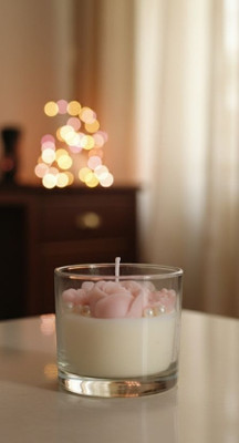 SCENTORA NEW25_Pink Rose Pearl Mogra scented soy wax jar Candle(Pink, White, Pack of 1)
