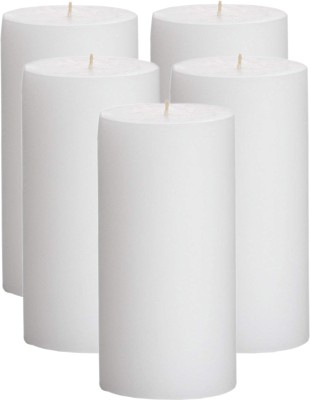 GOZZTOM Piller Candles Smoke Less Non-Scented White (2X4 Inch) Candle(White, Pack of 5)