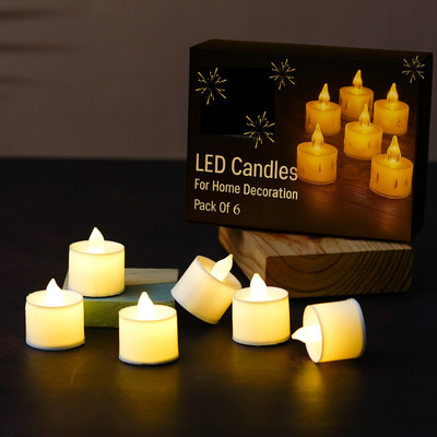 Xvision Flameless & Smokeless Transparent Acrylic Led Tea Light Candle Home Decoration Candle(White, Pack of 6)