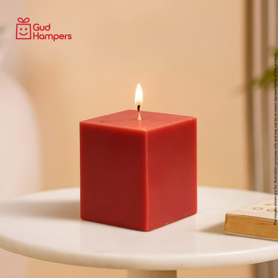 GudHampers The Cube Candle(Red, Pack of 1)